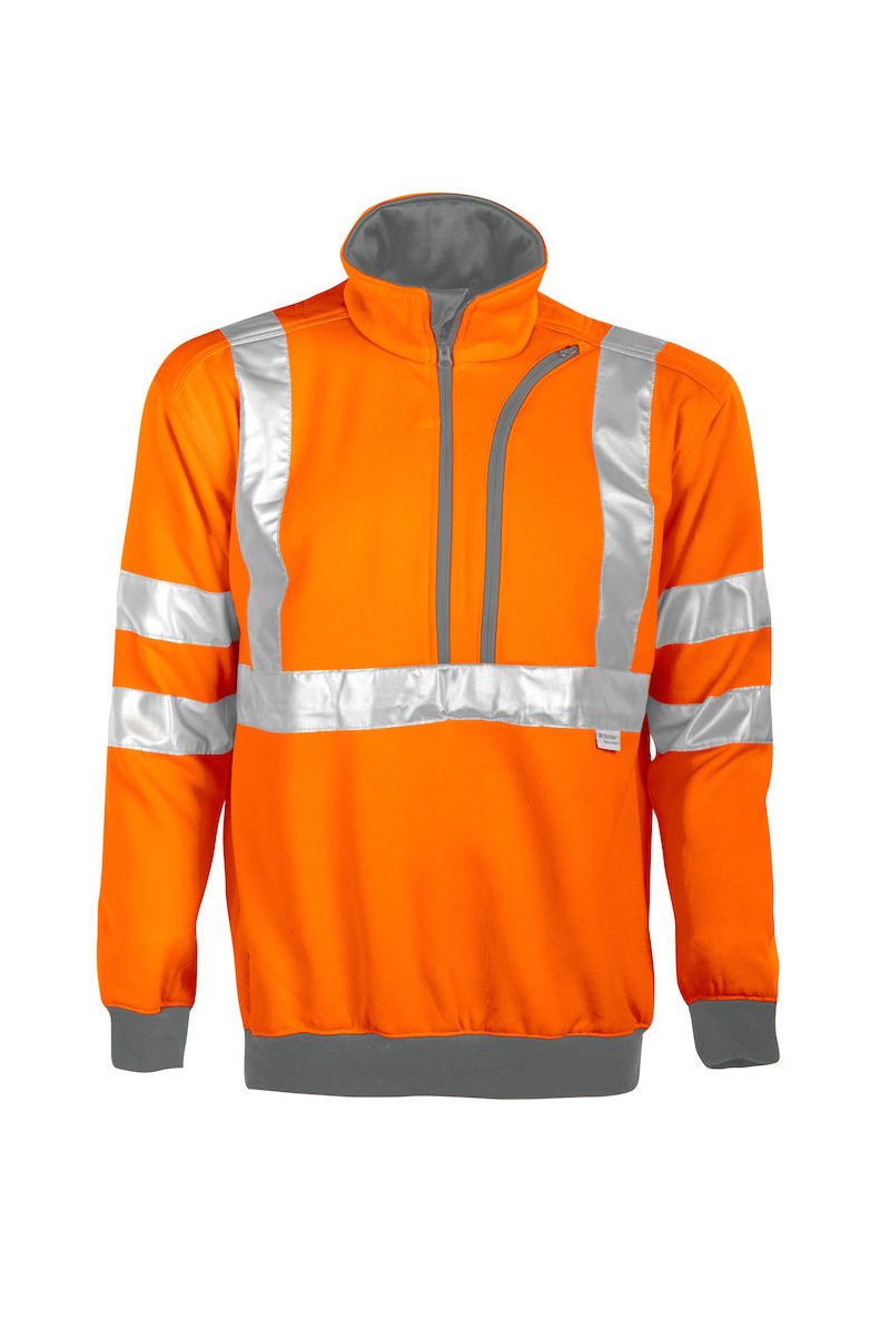 Sweatshirt Halb-Reissverschluss EN ISO 20471 Klasse 3, orange/grau