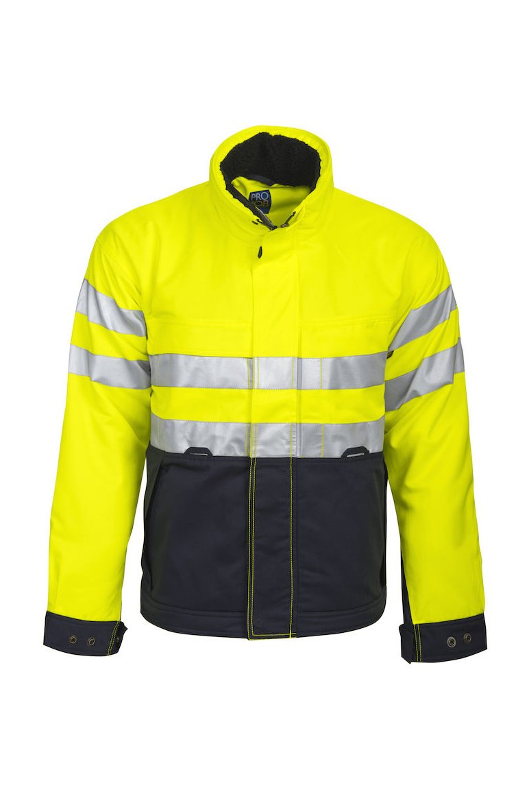 Gefütterte Jacke EN ISO 20471 Klasse 3, gelb/marineblau