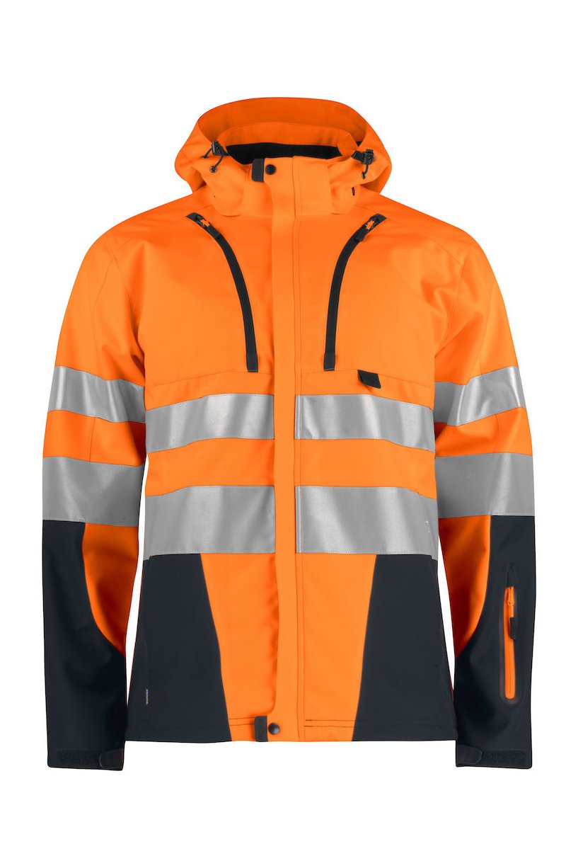 Funktionelle Softshell-Jacke EN ISO 20471 Klasse 2/3, orange/grau