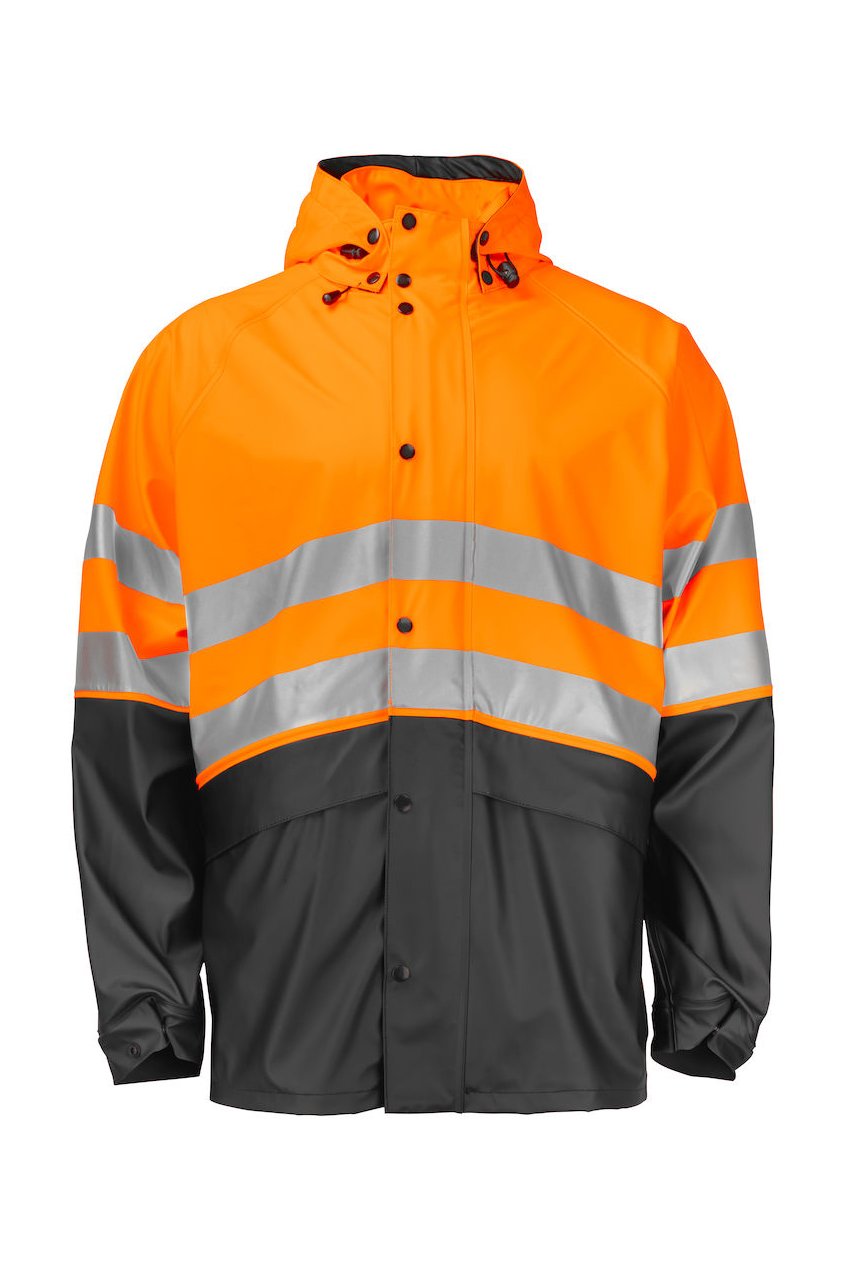 Regenjacke EN ISO 20471 Klasse 3, orange/schwarz