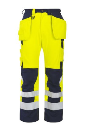Flammhemmende Warnschutz-Hose EN ISO 20471 Klasse 2, gelb/marineblau
