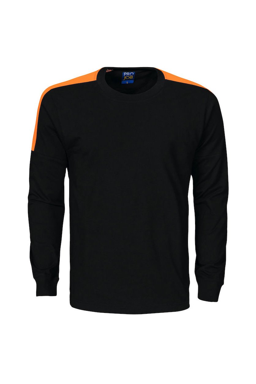 Langarm T-Shirt, schwarz/orange