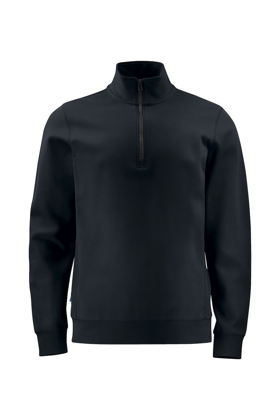 Sweatshirt Half Zip mit Kontrastelementen, schwarz